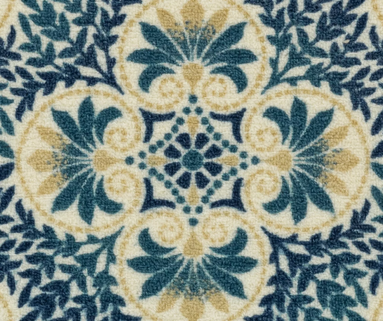 Blue & Cream Peacock Floral Kitchen Rug, (30" X 18") 4 Blue & Cream Peacock Floral Kitchen Rug, (30" X 18") - Image 4
