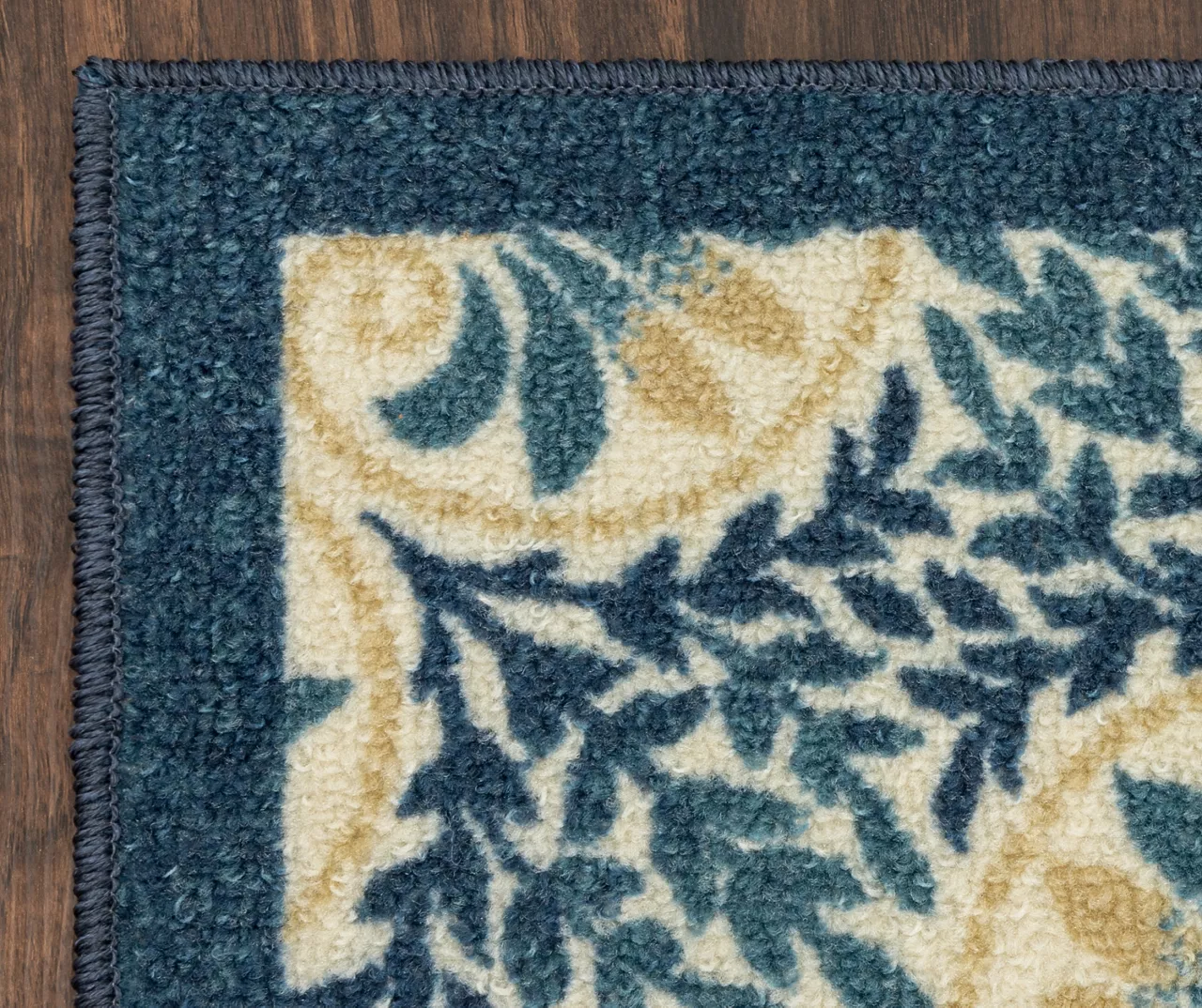 Blue & Cream Peacock Floral Kitchen Rug, (30" X 18") 6 Blue & Cream Peacock Floral Kitchen Rug, (30" X 18") - Image 6
