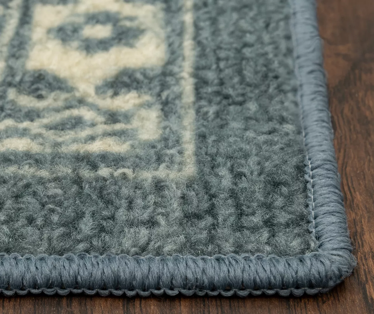 Jay Blue & Cream Geometric Kitchen Rug, (30" X 18") 5 Jay Blue & Cream Geometric Kitchen Rug, (30" X 18") - Image 5