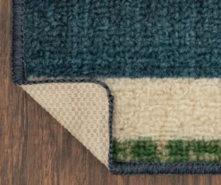 "Happiness" Blue & Beige Color Block Kitchen Rug, (30" X 18") -Home Furnishing Store 810591259 2