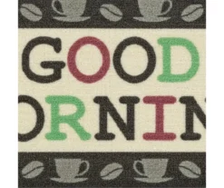 "Good Morning" Gray & Cream Coffee Kitchen Rug, (30" X 18") -Home Furnishing Store 810591260 3