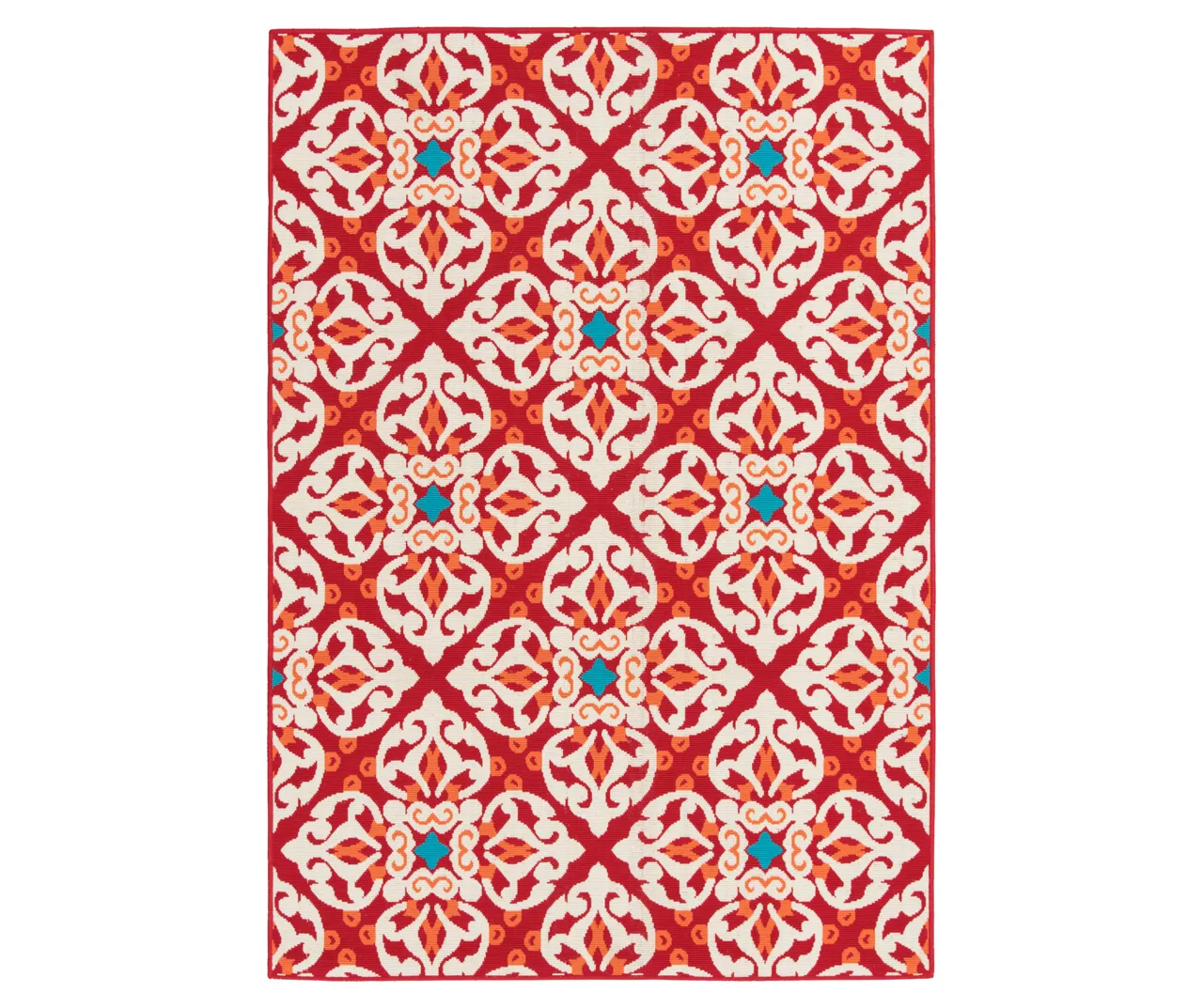 Rilassare Red & Orange Medallion Lattice Outdoor Area Rug, (6.5' X 9') 1 Rilassare Red & Orange Medallion Lattice Outdoor Area Rug, (6.5' X 9')