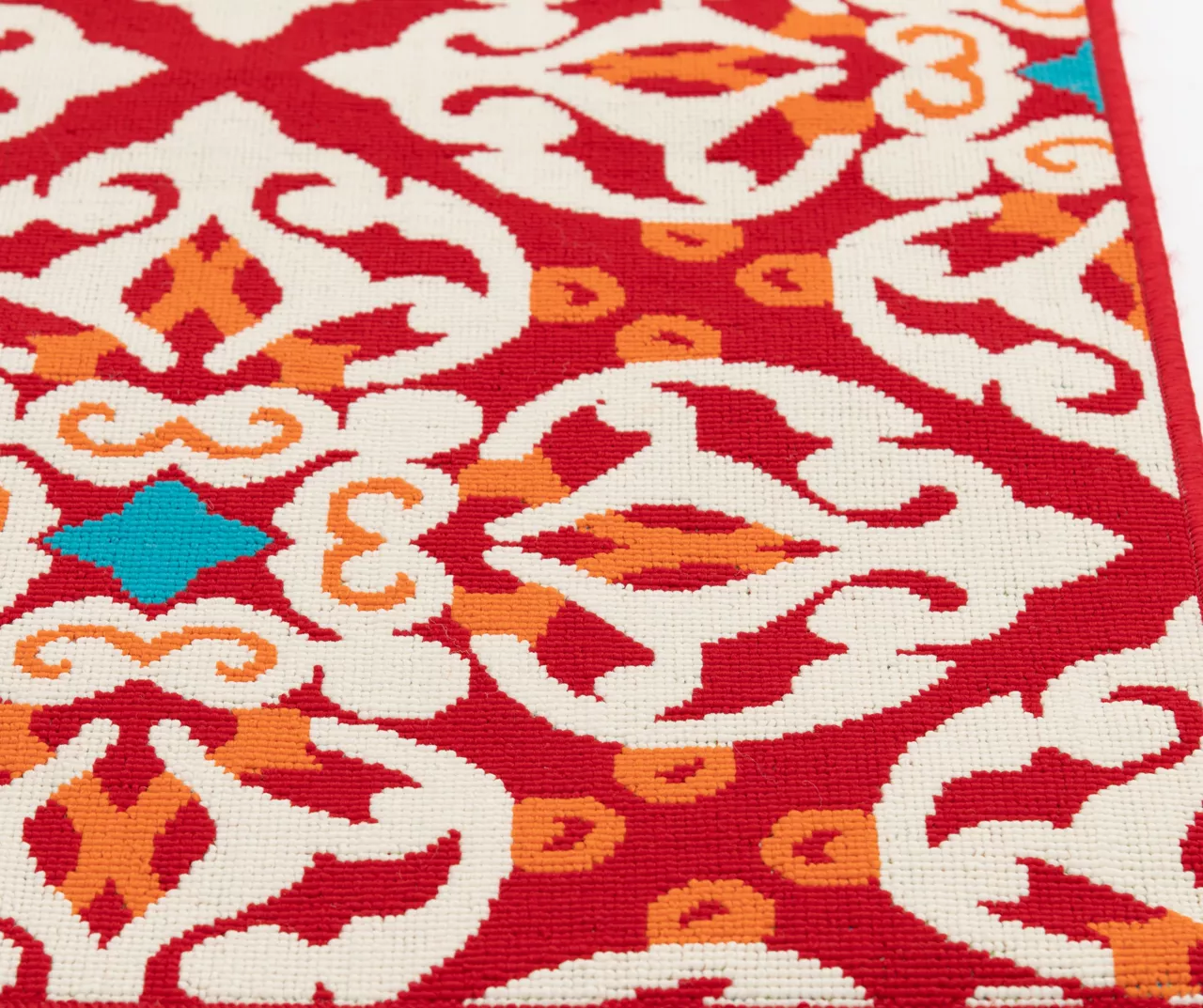 Rilassare Red & Orange Medallion Lattice Outdoor Area Rug, (6.5' X 9') 2 Rilassare Red & Orange Medallion Lattice Outdoor Area Rug, (6.5' X 9') - Image 2