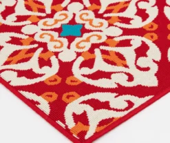 Rilassare Red & Orange Medallion Lattice Outdoor Area Rug, (6.5' X 9') 8 Rilassare Red & Orange Medallion Lattice Outdoor Area Rug, (6.5' X 9') -Home Furnishing Store 810591263 810591264 810591265 3 1