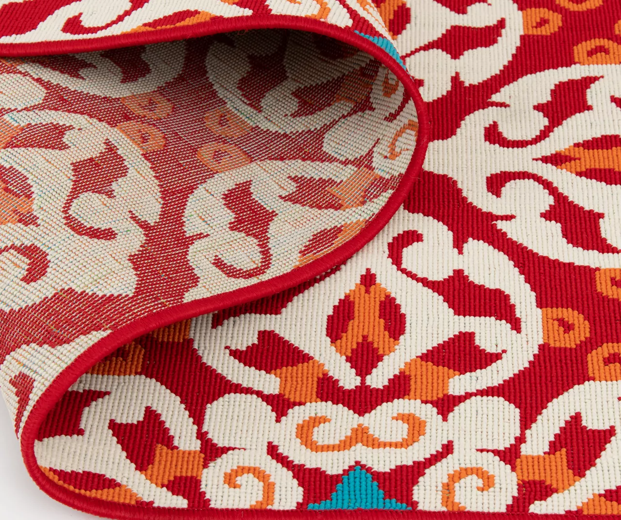 Rilassare Red & Orange Medallion Lattice Outdoor Area Rug, (6.5' X 9') 6 Rilassare Red & Orange Medallion Lattice Outdoor Area Rug, (6.5' X 9') - Image 6