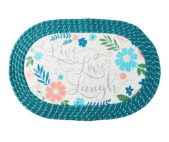 Rosey "Live Laugh Love" Blue Braided Accent Rug, (18" X 27")