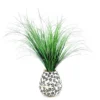 Green Tall Grass Arrangement With White & Black Floral Vase