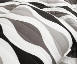 Black & Gray Mid-Century Waves Full/Queen 3-Piece Quilt Set 11 Black & Gray Mid-Century Waves Full/Queen 3-Piece Quilt Set -Home Furnishing Store 810595964 4