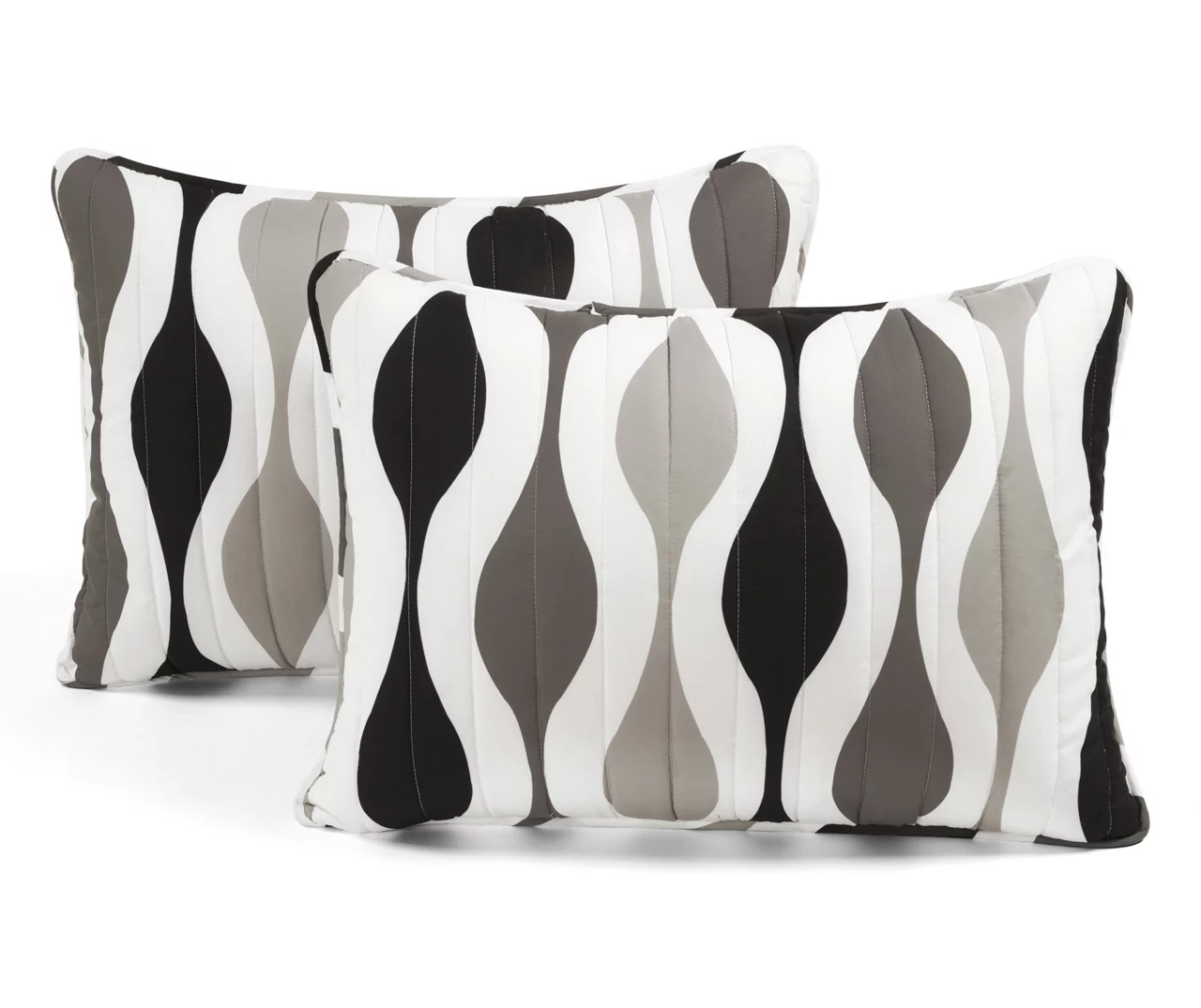 Black & Gray Mid-Century Waves Full/Queen 3-Piece Quilt Set 7 Black & Gray Mid-Century Waves Full/Queen 3-Piece Quilt Set - Image 7