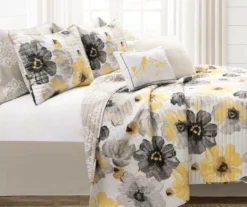 Lush Decor Leah Yellow & Gray Floral Reversible Quilt Set -Home Furnishing Store 810595997 1