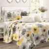 Lush Decor Leah Yellow & Gray Floral Reversible Quilt Set