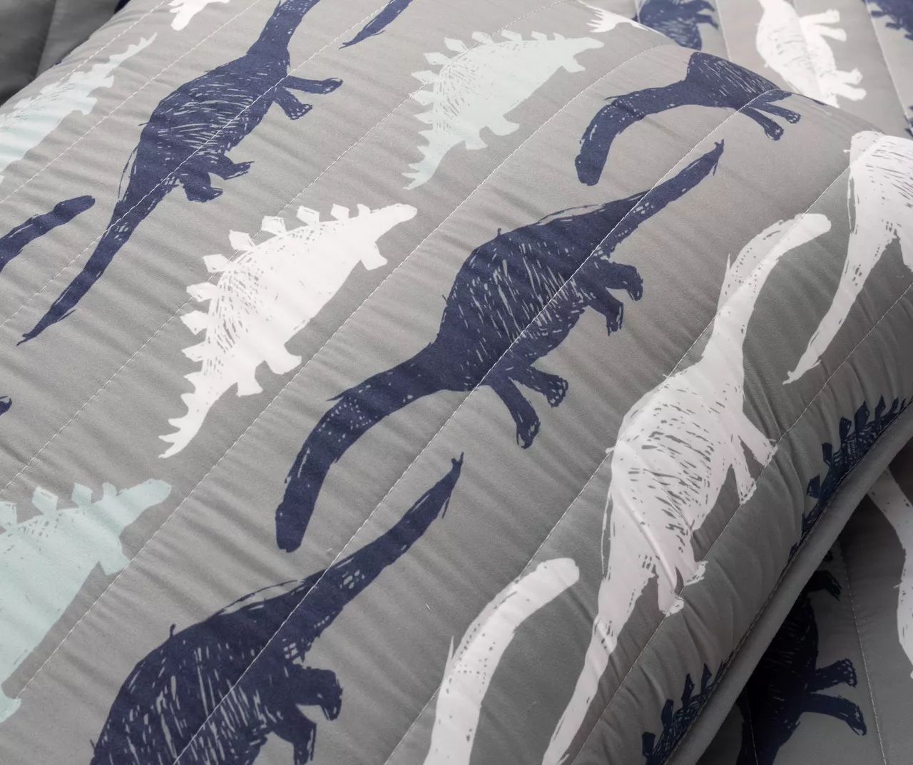 Navy & Gray Dinosaur Reversible Twin 2-Piece Quilt Set 4 Navy & Gray Dinosaur Reversible Twin 2-Piece Quilt Set - Image 4