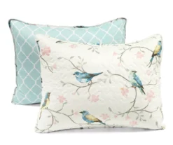 Lush Decor White, Blue & Pink Bird & Floral Reversible Quilt Set -Home Furnishing Store 810596024 6