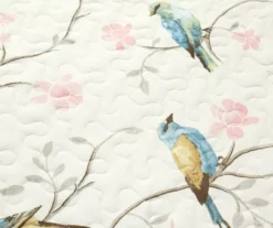 Lush Decor White, Blue & Pink Bird & Floral Reversible Quilt Set -Home Furnishing Store 810596025 2