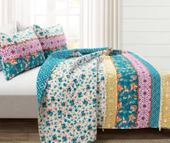 Lush Decor Emily Turquoise & Orange Boho Stripe Reversible Quilt Set -Home Furnishing Store 810596071 1