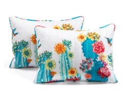 Lush Decor Turquoise & Orange Southwest Cactus Reversible Quilt Set -Home Furnishing Store 810596092 5