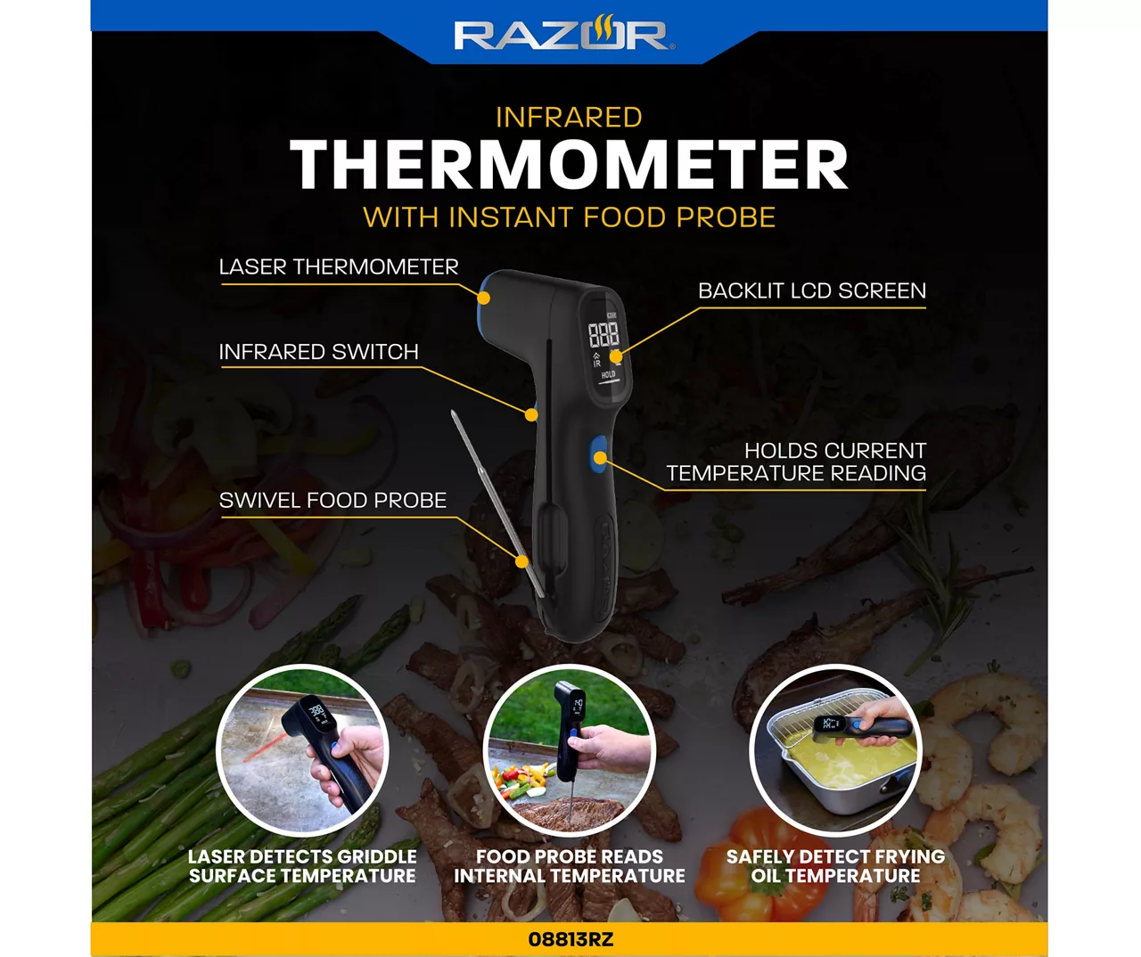 RAZOR Digital Infrared Thermometer With Instant Food Probe 8 RAZOR Digital Infrared Thermometer With Instant Food Probe - Image 8