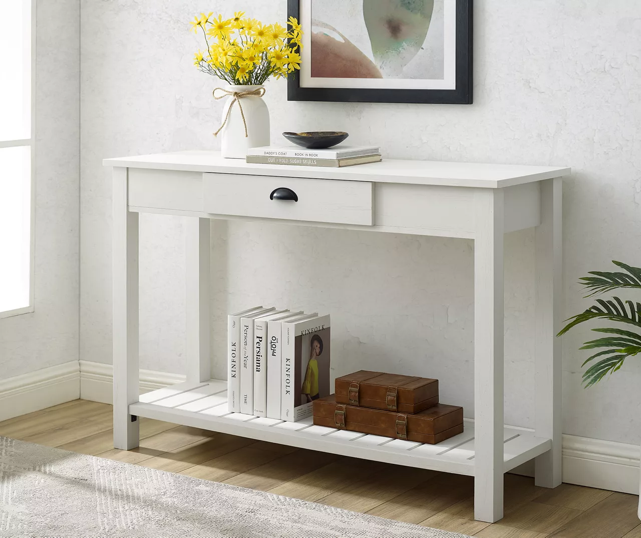Walker Edison Brushed White Country Style Console Table 1 Walker Edison Brushed White Country Style Console Table