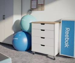 Evolution Vantage White & Weathered Oak 4-Drawer Storage Cart -Home Furnishing Store 810597741 4