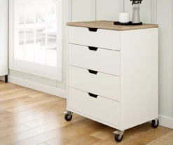 Evolution Vantage White & Weathered Oak 4-Drawer Storage Cart -Home Furnishing Store 810597741 5