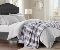 Marselle Stripe Faux Fur Bed Throw, (80" X 96") -Home Furnishing Store 810598166 1