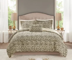 Marselle Leopard Print Faux Fur 4-Piece Comforter Set