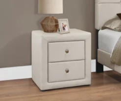 Monarch Linen Upholstered Nightstand -Home Furnishing Store 810598501 B0