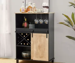 Black & Light Brown Sliding Door Wine Cabinet -Home Furnishing Store 810598580 A0 2