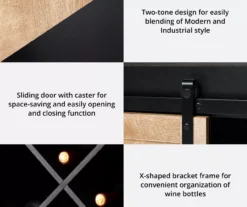 Black & Light Brown Sliding Door Wine Cabinet -Home Furnishing Store 810598580 A0 7