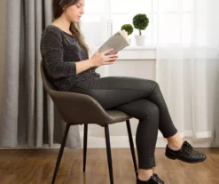 Mid-Century Modern Gray Faux Leather Dining Chairs, 2-Pack -Home Furnishing Store 810598715 A0 3