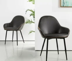 Mid-Century Modern Gray Faux Leather Dining Chairs, 2-Pack -Home Furnishing Store 810598715 A0 4