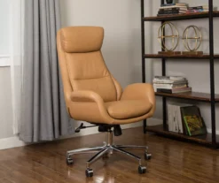 Light Brown Mid-Century Modern Faux Leather Executive Office Chair -Home Furnishing Store 810598939 A0 4