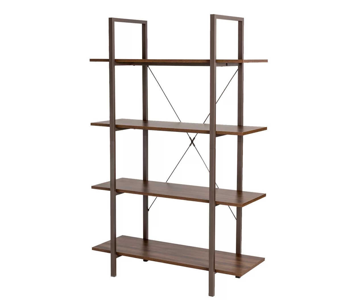 Walnut Modern Open 4-Shelf Bookcase 1 Walnut Modern Open 4-Shelf Bookcase