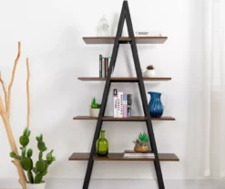 Walnut Modern A-Frame 4-Shelf Bookcase -Home Furnishing Store 810598942 A0 3
