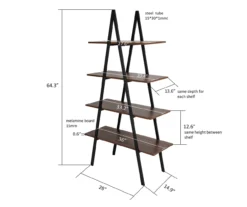 Walnut Modern A-Frame 4-Shelf Bookcase -Home Furnishing Store 810598942 A0 7