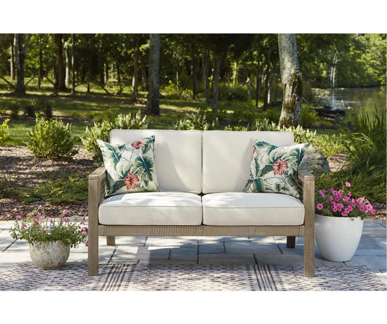 Barn Cove Wood Cushioned Patio Loveseat 5 Barn Cove Wood Cushioned Patio Loveseat - Image 5