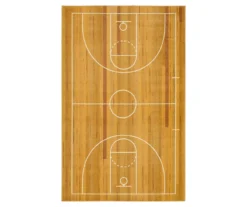 Brown & White Basketball Court Area Rug, (5' X 8')