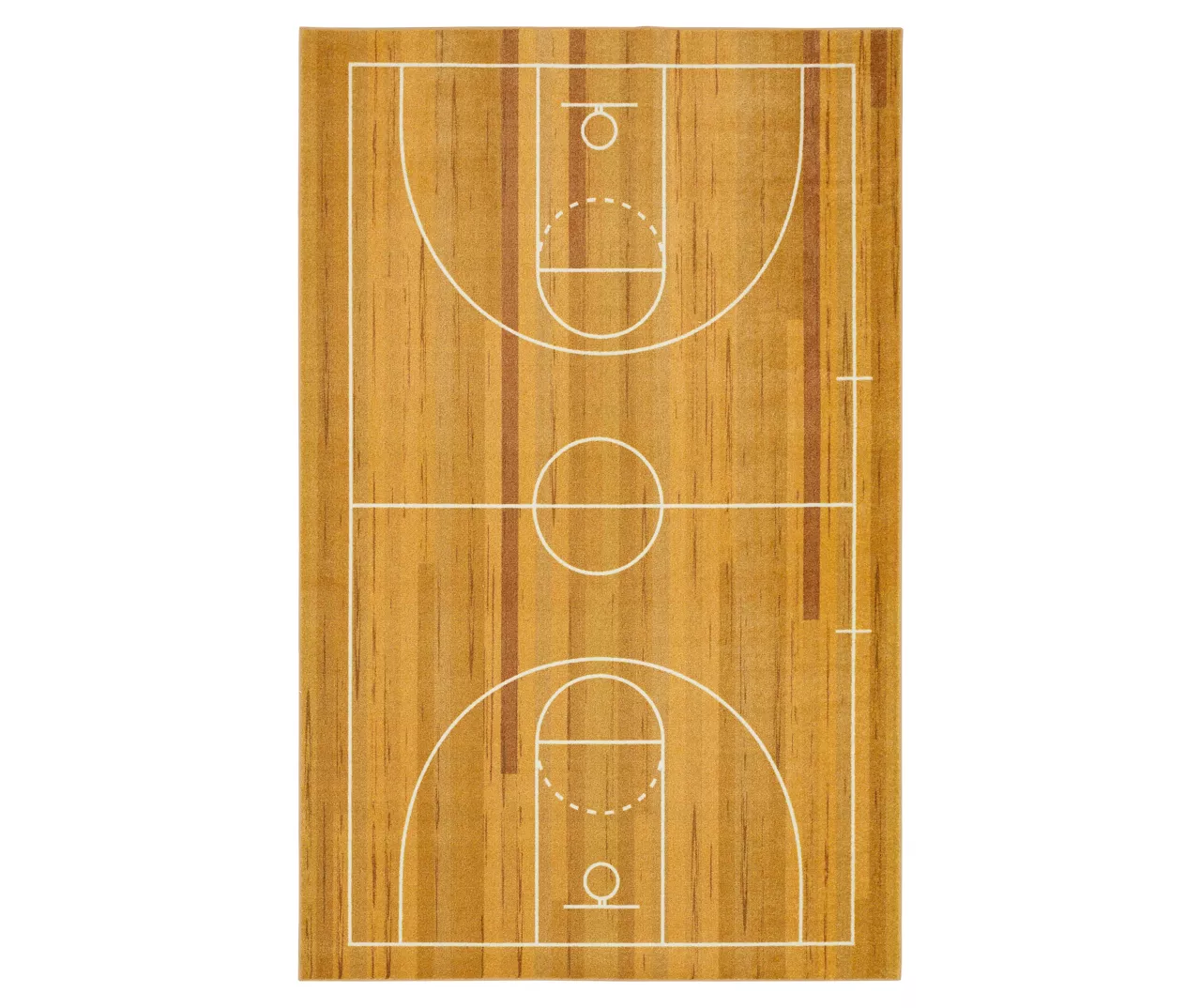 Brown & White Basketball Court Area Rug, (5' X 8') 1 Brown & White Basketball Court Area Rug, (5' X 8')
