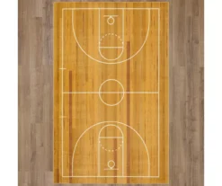 Brown & White Basketball Court Area Rug, (5' X 8') 12 Brown & White Basketball Court Area Rug, (5' X 8') -Home Furnishing Store 810599848 A0 2