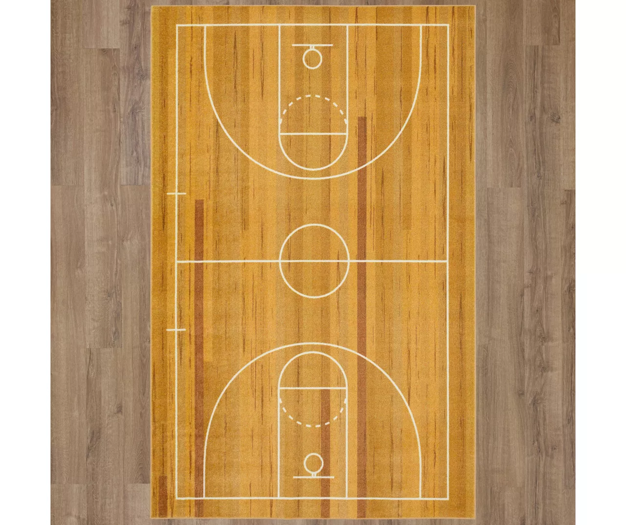 Brown & White Basketball Court Area Rug, (5' X 8') 4 Brown & White Basketball Court Area Rug, (5' X 8') - Image 4