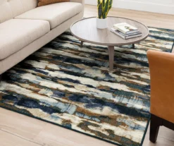 Redondo Blue & Brown Abstract Area Rug, (5' X 8') -Home Furnishing Store 810600309 A0 4