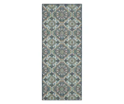 Waterside Blue & White Geometric Outdoor Area Rug, (2.5' X 6')