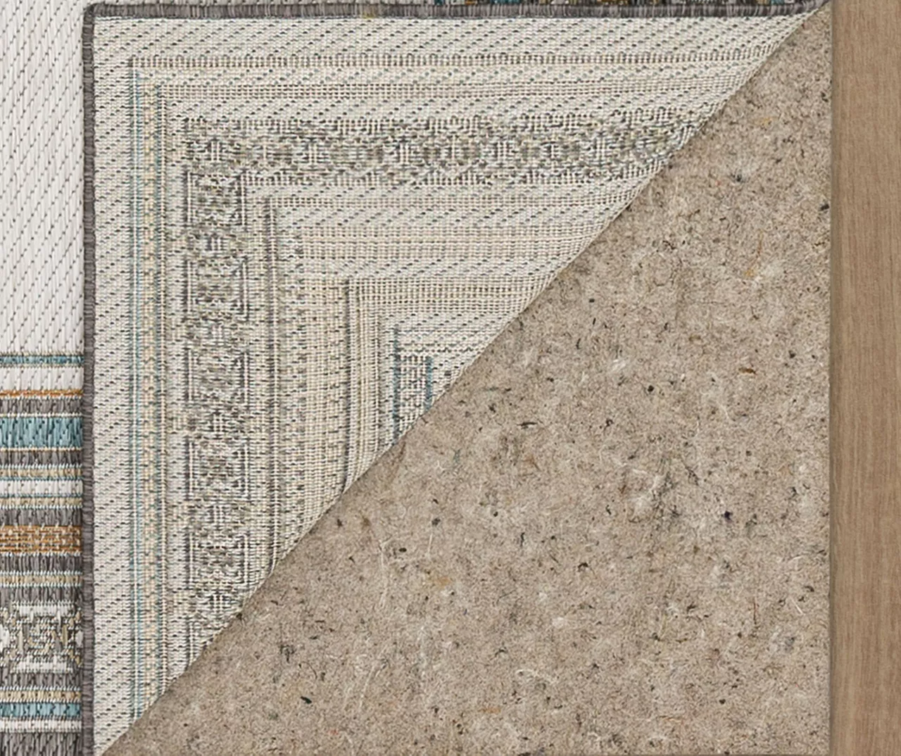 Panama Light Gray & Turquoise Geo-Bordered Outdoor Area Rug, (2.5' X 6') 3 Panama Light Gray & Turquoise Geo-Bordered Outdoor Area Rug, (2.5' X 6') - Image 3