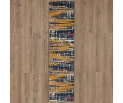 Kaven Orange & Navy Multi-Color Crosshatch Area Rug, (2' X 10') -Home Furnishing Store 810600408 A0 2