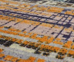 Kaven Orange & Navy Multi-Color Crosshatch Area Rug, (2' X 10') -Home Furnishing Store 810600408 A8 3