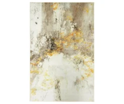 Gold Vein Gray & Yellow Abstract Area Rug, (8' X 10')