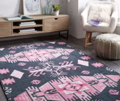 Eidenau Black & Pink Geometric Area Rug, (5' X 8') -Home Furnishing Store 810600601 A0 3