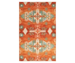Eidenau Orange & Mint Geometric Area Rug, (5' X 8')