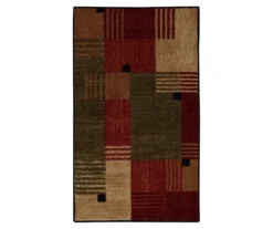 Alliance Red & Olive Patchwork Accent Rug, (20" X 34")