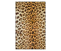 Yellow & Black Leopard Print Area Rug, (8' X 10')